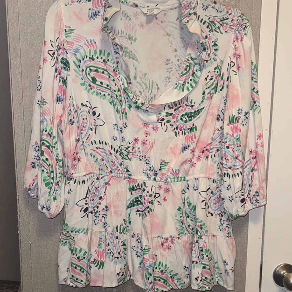 Crown & Ivy Pastel Floral Blouse